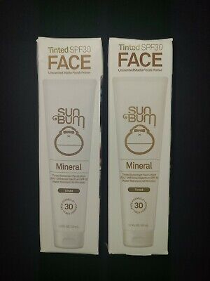 (2) Sun Bum Tinted SPF 30 Face Mineral Sunscreen Broad 