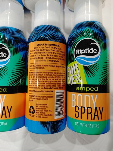 (6) Men Riptide Amped Body Spray 4oz New Men&rsquo;s Body Spray
