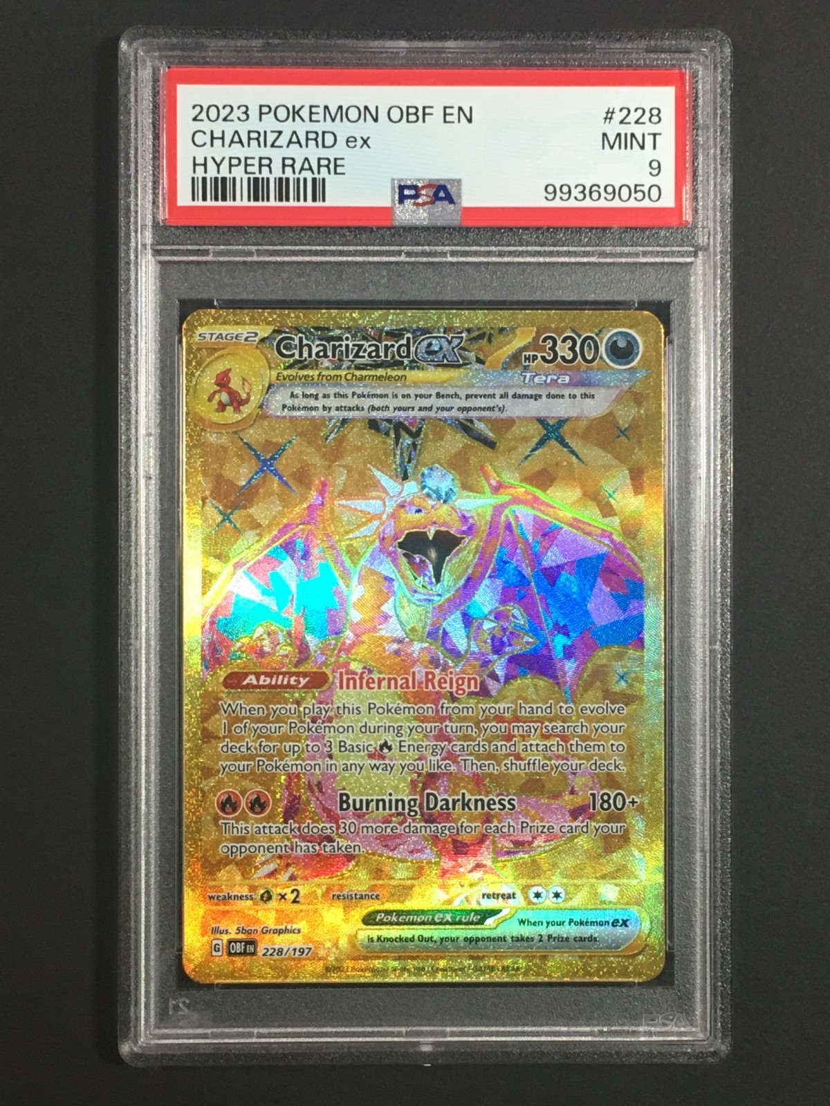 Pokemon TCG PSA 9 Charizard ex 228/197 Obsidian Flames Hyper Rare