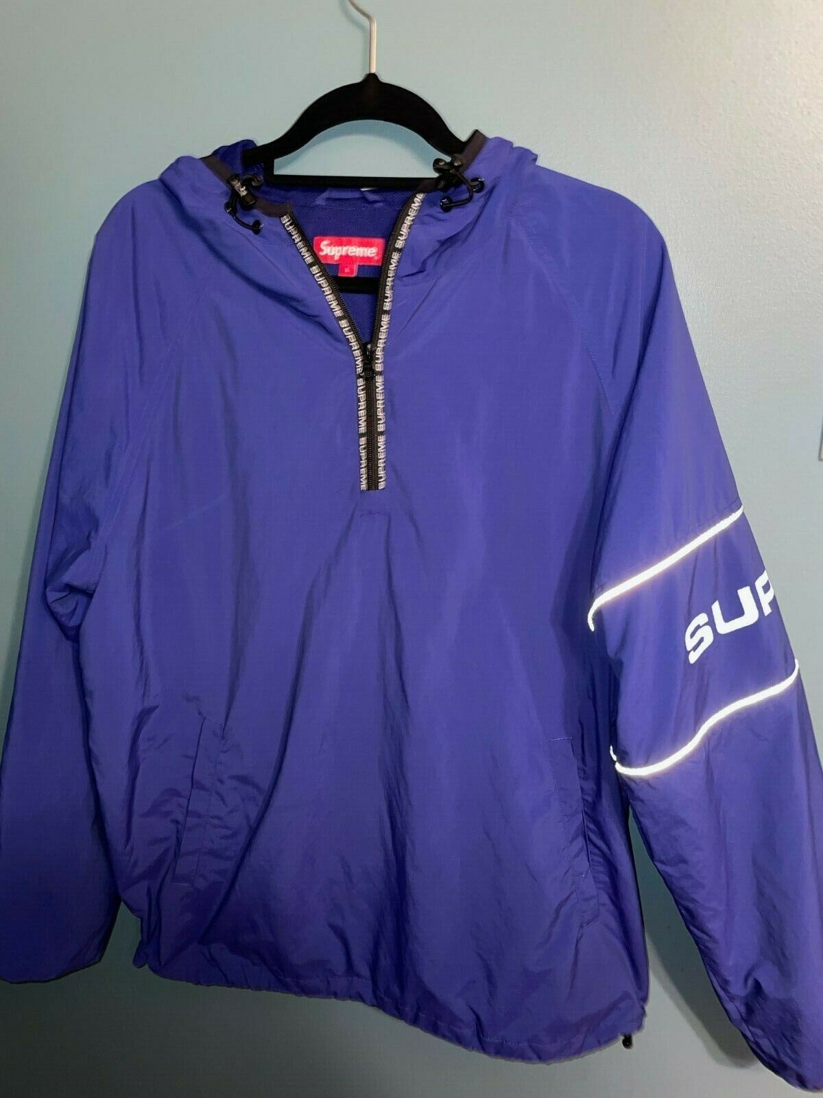 Blue Supreme half zip Reflective windbreaker | eBay Blue Supreme half zip Reflective windbreaker | eBay