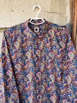 Pretty Green Paisley Multicolour Button Long Sleeve Mod Retro Shirt Size M