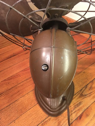 18” Antique Robbins & Myers Brown Electric Fan Art Deco 3 SPEED Oscillating Tilt