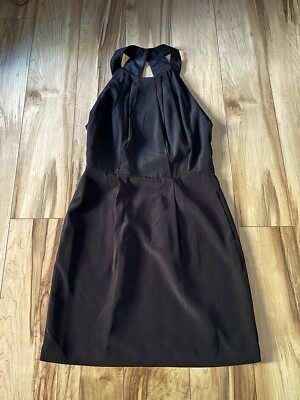 BCBGeneration Black Mini Dress A Line Women's Sz 0 Pockets, Wolf Buttons LBD