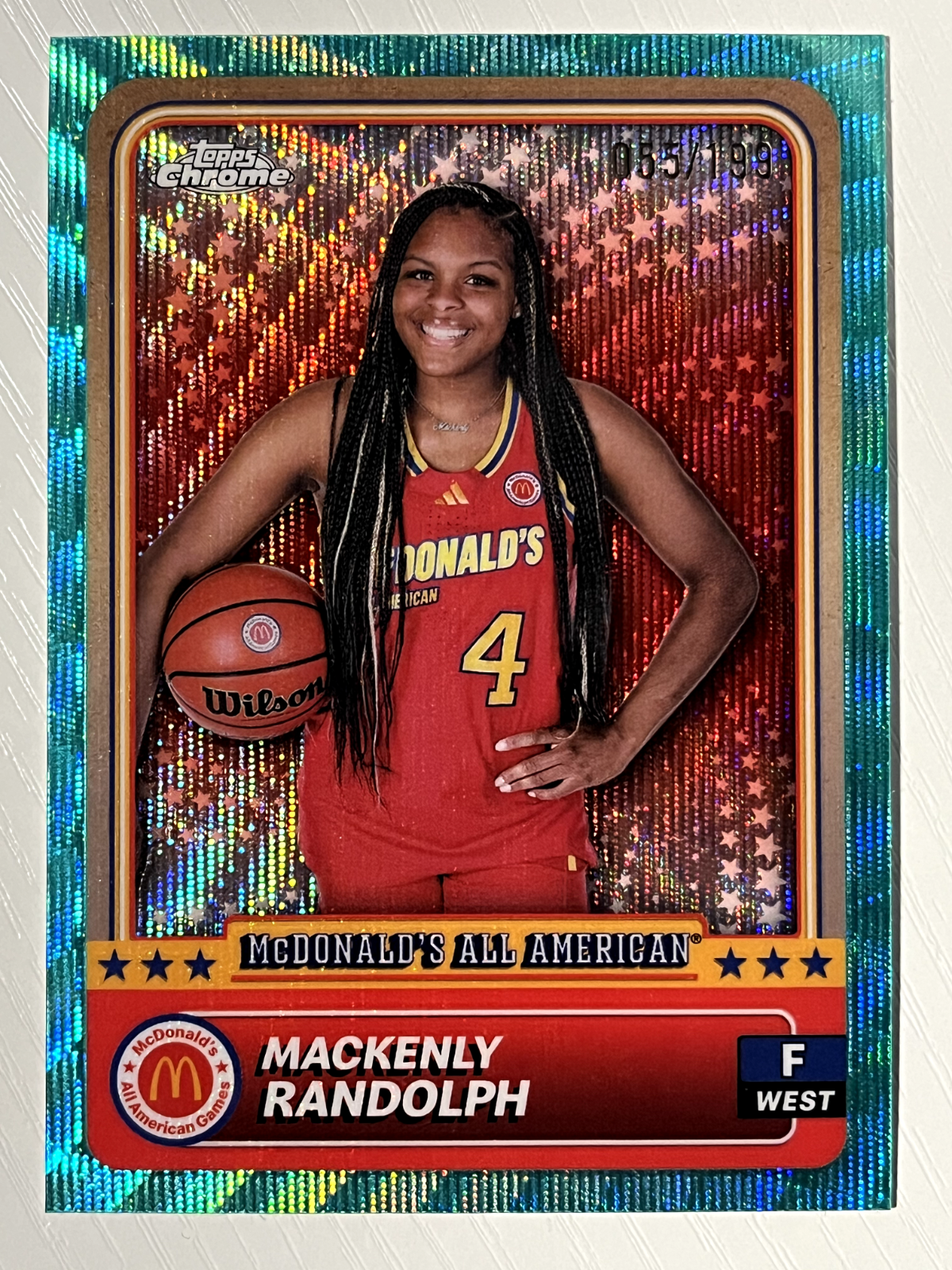 Mackenly Randolph 2024 Topps Chrome McDonald's AA Aqua Wave Refractor 055/199