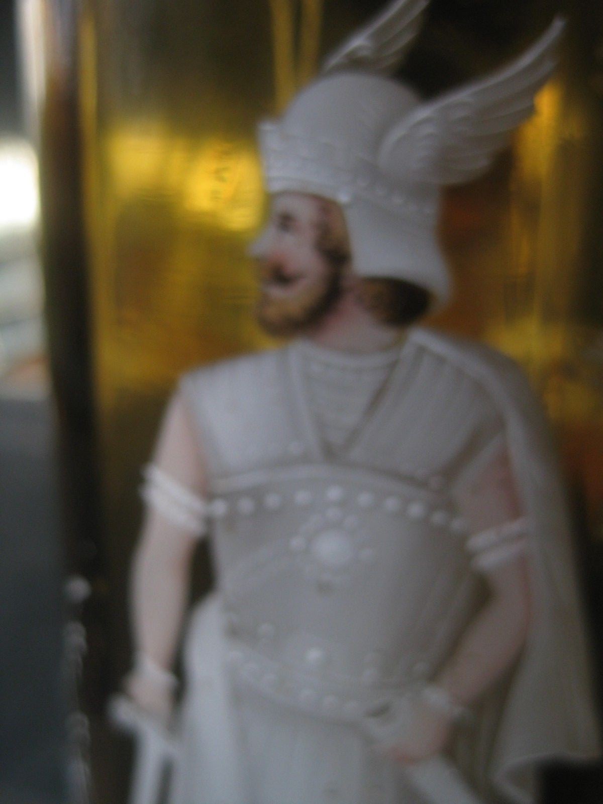 Large antique German Brueder Thannhauser Company amber glass beer stein/tankard