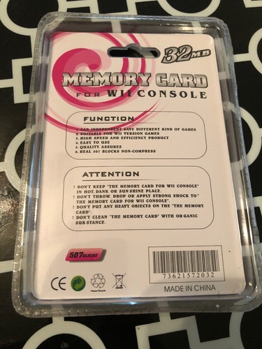 32 MB Memory Card for GameCube Wii (Hexir) New 507 Blocks 32MB Storage