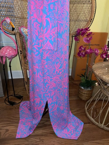 Pre-owned Lilly Pulitzer Morgann Maxi Aura Pink Leaf An Impression Size Xl In Multicolor