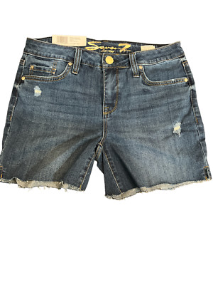 Seven7 Weekend Short Womens Denim Blue 5'' inseam Cut Hem Comfort Stretch Sz4 NWT