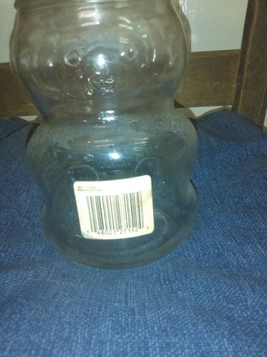VINTAGE SKIPPY PEANUT BUTTER GLASS BEAR SHAPED JAR NO LID EMPTY NO BREAKS