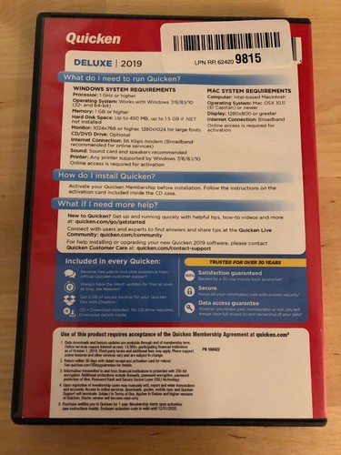 Quicken Deluxe 2019