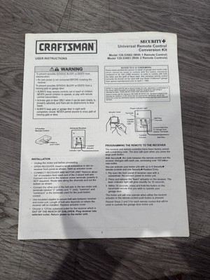 Craftsman Universal Remote Control Conversion Kit Instruction Manual