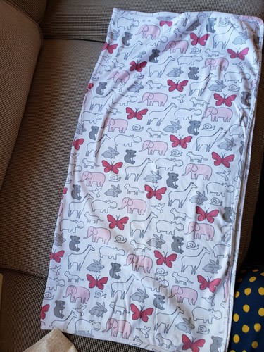 Girl Baby Blanket Carter's 1 Size White Gray Pink Stretch Knit hippo panda snail