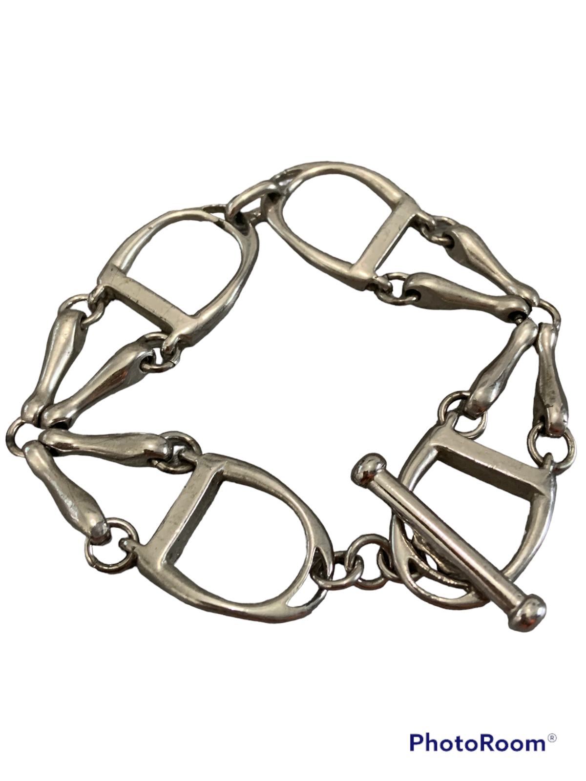 Sterling Silver Bracelet Snaffle Horse Bit Link Equestrian