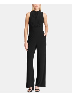 

RALPH LAUREN Женский черный коктейльный комбинезон без рукавов с круглым вырезом и широкими штанинами