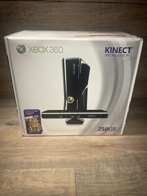 Black Microsoft Xbox 360 250 gb System Console NEW Sealed w/ Kinect Adventures