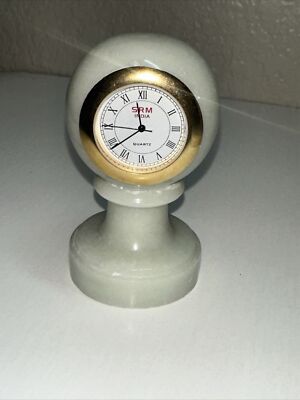 Indian Handmade SRM QUARTZ marble Chess Piece Desk Clock. Beautiful Unique