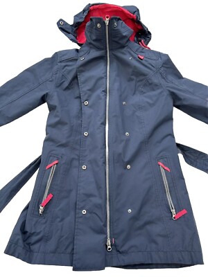 Helly Hansen Jacket Womens Blue Waterproof Double Breasted Snap Rain Coat Small