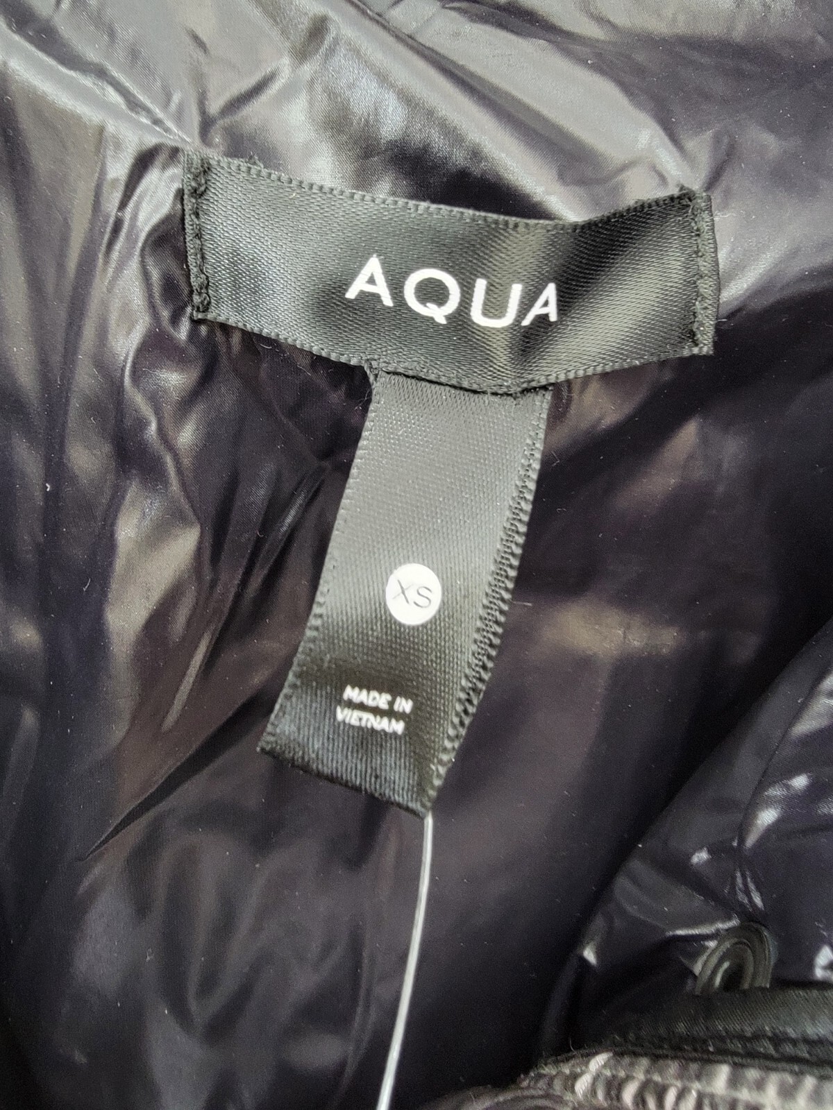 AQUA Metallic Puffer Coat Women's XS Metal Quilted Side Pockets Snap Zip Closure - Picture 16 of 17