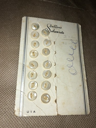 Lot- Vintage Luckyday mother of pearl button card, Babies graphic Suttons