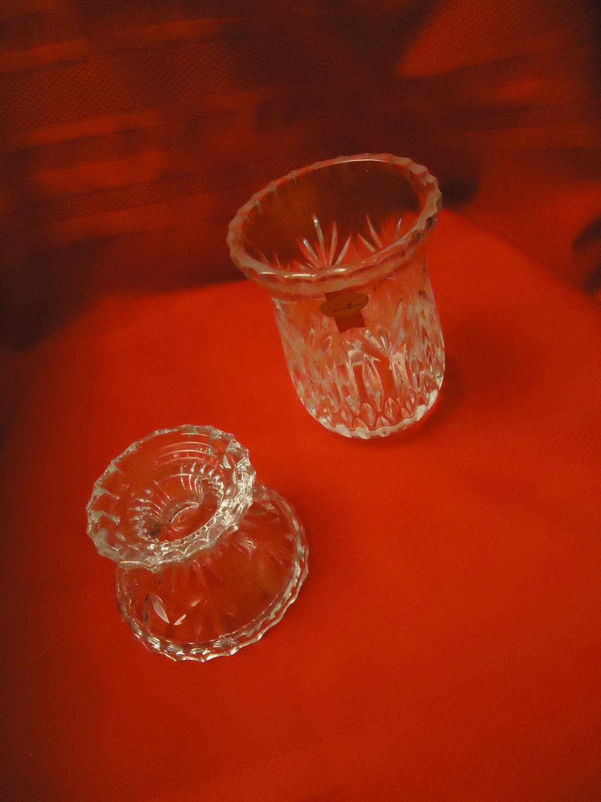 VINTAGE CHRYSTAL GLASS VASE CANDLE HOLDER  8'' TALL MADE IN GERMANY