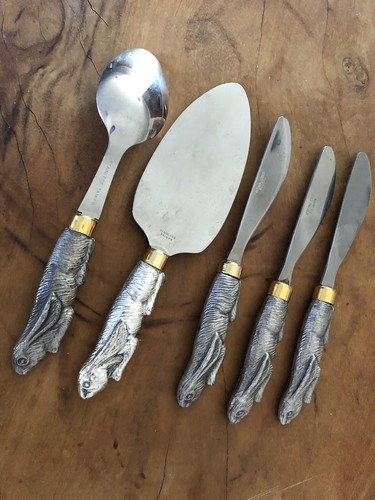 Arthur Court Bunny 5 pc Cheese Knife Spreading Set W/ Serving Jelly Spoon