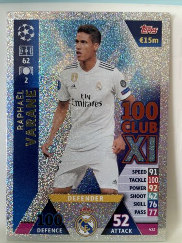 Raphael Varane 100 Club XI Foil 432 Match Attax 2018 2019 Raphael Varane 100 Club XI Foil 432 Match Attax 2018 2019
