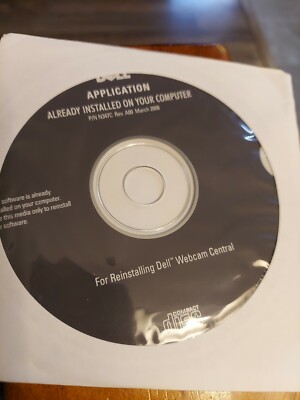Dell application CD for reinstalling Dell Webcam central software Dell P/N 8FD26