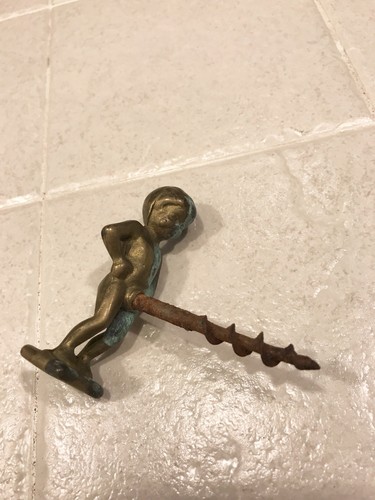 Vintage Boy Peeing Brass Corkscrew/Bottle Opener Phallic Naughty