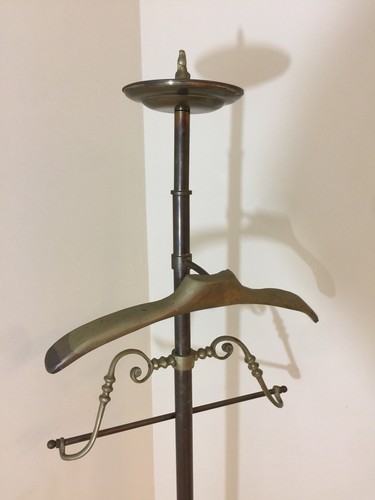 Solid Brass Tall Vintage Coat Rack Valet For Jacket Pants And Coins