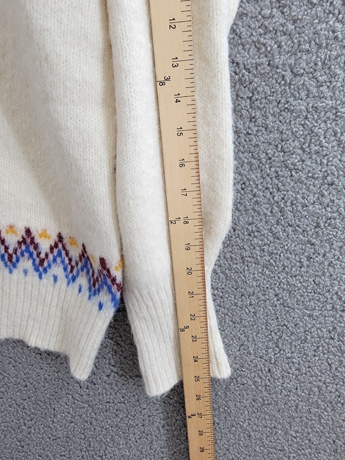 AQUA Fair Isle Sweater Women's M Cream Multi Crew Neck Long Sleeve Pullover - Picture 5 of 15