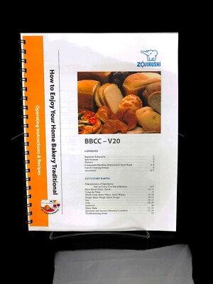 Zojirushi BBCC-V20 Bread Machine Manual Owners Instruction User Guide COLORCOPY