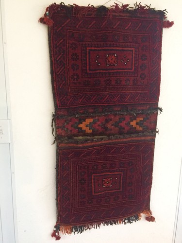 VINTAGE Persian Rug Camel Saddle Bag Woven 50” X 25”