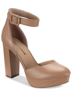 Женские туфли-лодочки SUN STONE бежевого цвета на платформе 1 Estrella с круглым носком и блочным каблуком, 8 М