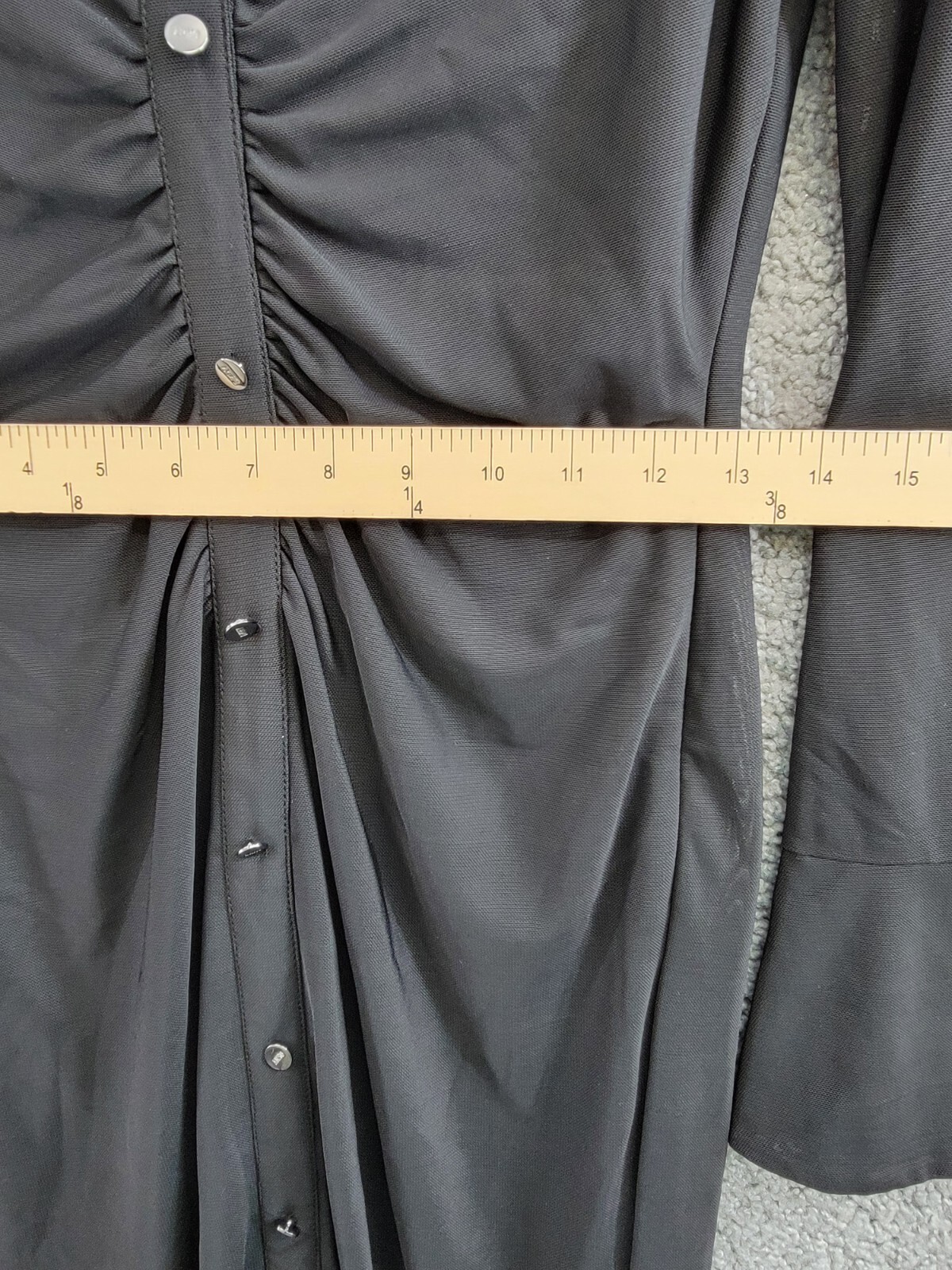 DKNY Collared Mesh-Sleeve Button-Up Shirtdress Women's 2 Black Button/Zip L/S - Picture 7 of 17