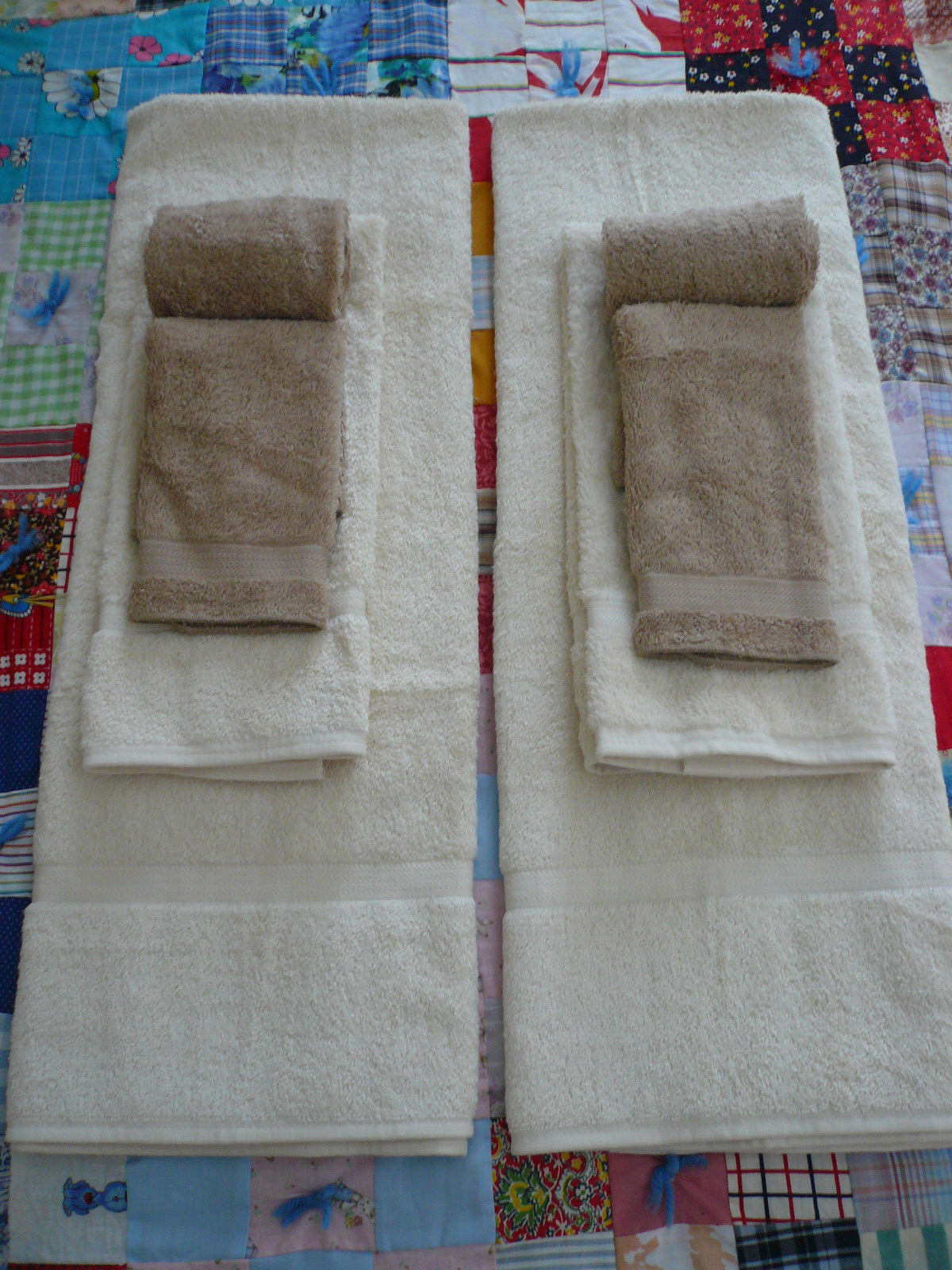 Vtg Lot NOS Towel Set Fieldcrest 100% Pima Cotton Loop Ivory Beige Bath Hand 8pc