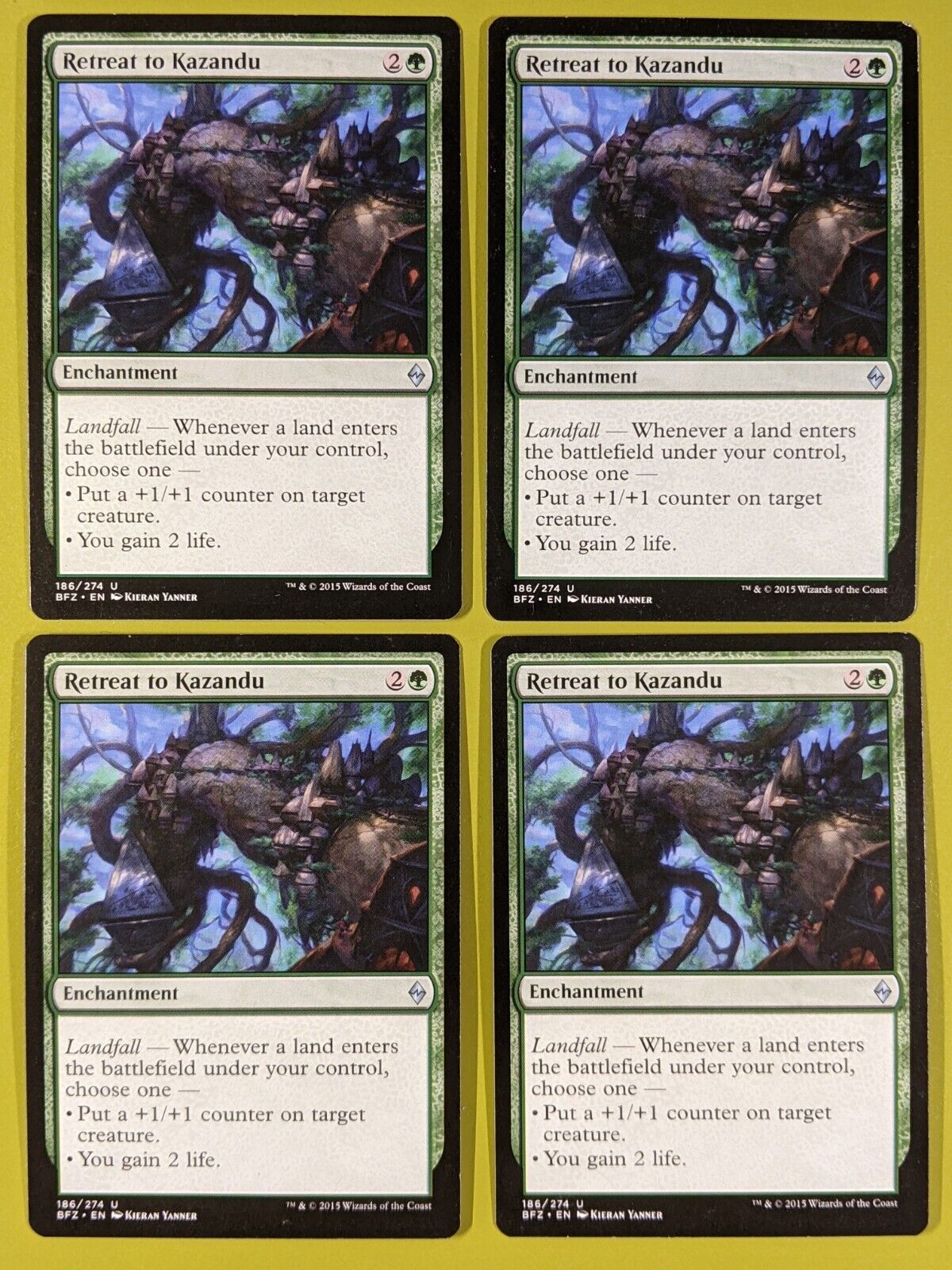 Retreat to Kazandu 1x FOIL BFZ MTG Battle for Zendikar Uncommon MINT green Retreat to Kazandu 1x FOIL BFZ MTG Battle for Zendikar Uncommon MINT green