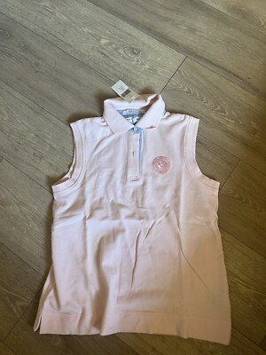 Tommy Hilfiger Golf  Sleeveless Pink Collared Country Club Logo Tank. Lg. NWT.