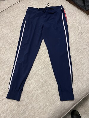 Fabletics Women's Blue with White & Pink Stripes Jogger Track Pants Size L