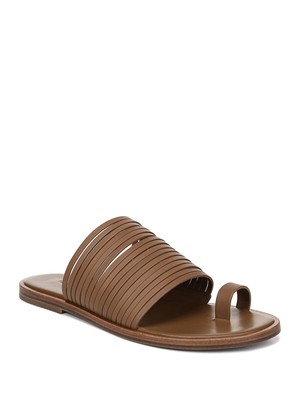 

ВИНС. Женские коричневые кожаные шлепанцы с круглым носком Penrose с круглым носком, Коричневый, G3475L1