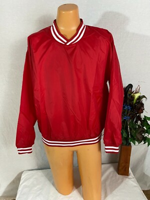 NEW High 5 Talson Windbreaker Pullover Top Red/White Mesh Lining Oversized  S
