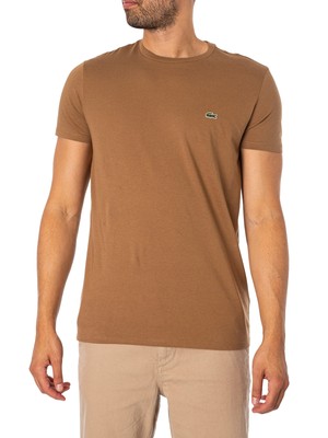 

Мужская футболка с вышитым логотипом Lacoste, коричневая, Коричневый, TH6709-00-SIX