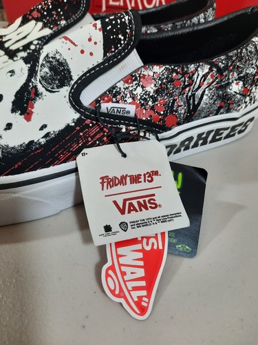 Pre-owned Vans X Friday The 13th Jason Voorhees Classic Slip On-glow In The Dark Sz 13