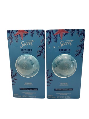 2 X Secret Freshies On The Go Travel Deodorant OCEANSIDE SEALED Discontinued