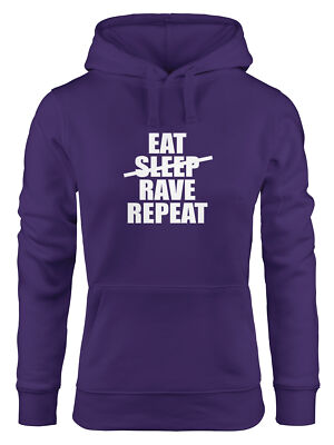 Hoodie Damen Eat Sleep Rave Repeat Techno Kapuzenpullover Moonworks®