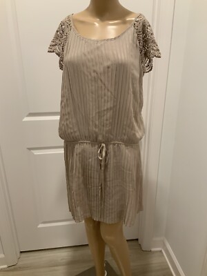 Blue Bird Women s Drop Waist Mocha Dress Pleated Size Large NWT
