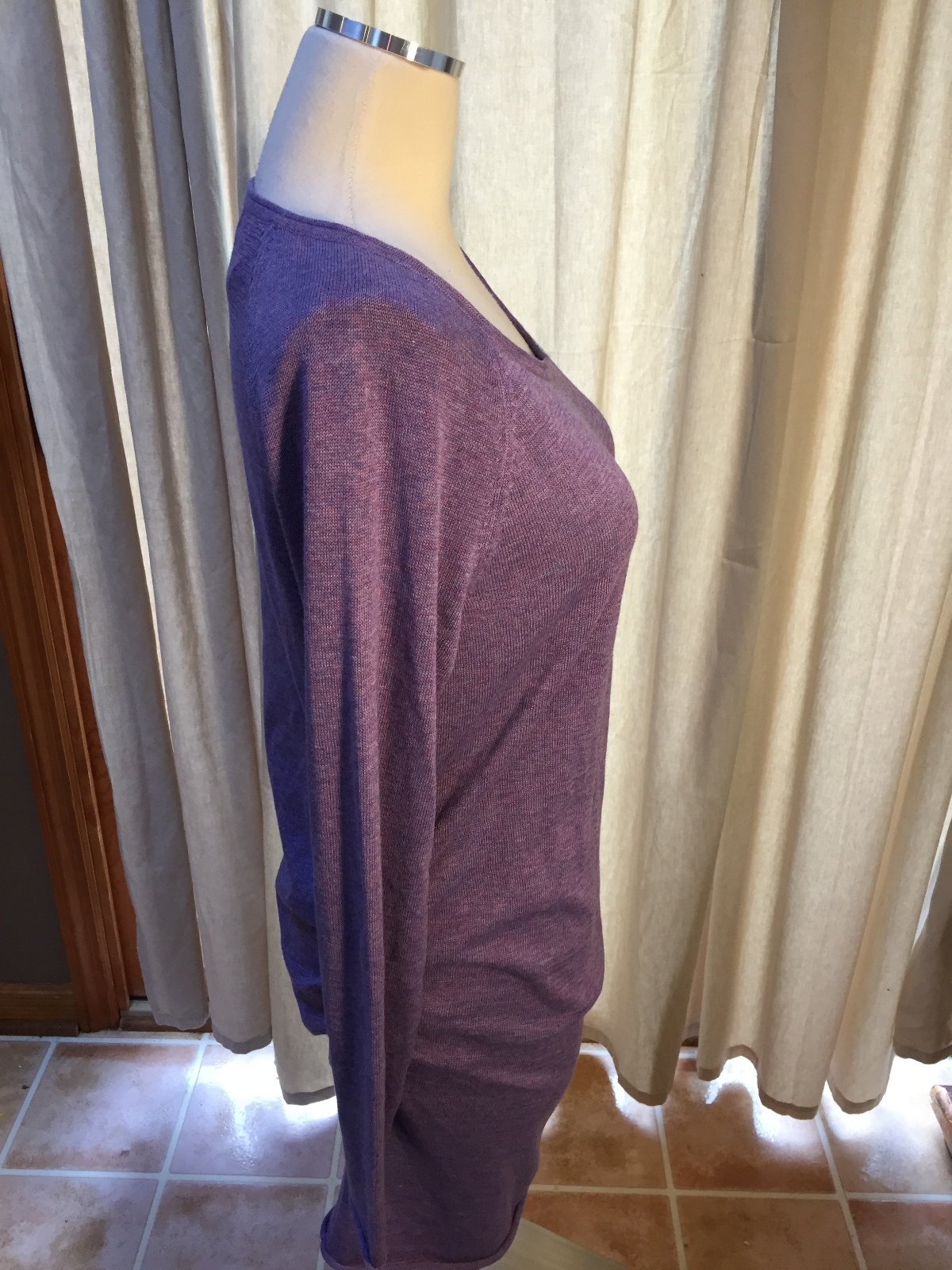 NWT Liz Lange Maternity Heather Purple Ruche Shirred Tunic Sweater Medium