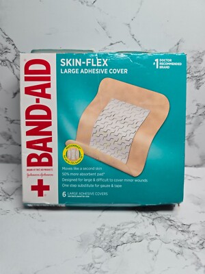 Band Aid Adhesive Bandages Skin Flex Motionmax Large 6 Count 3.50''x4.50''