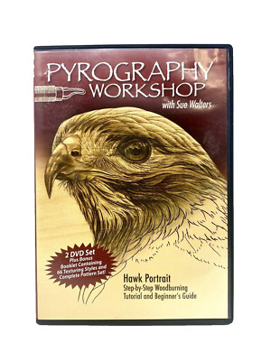 Pyrography Workshop With Sue Walters 2-DVD Set Wood Burning Hawk Portrait