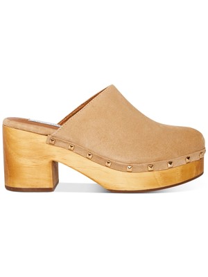 

STEVE MADDEN Женские бежевые кожаные сабо без шнуровки Brooklyn 1-1/2 дюйма на платформе 10 м, Бежевый, BROO07S1