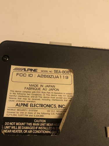 Alpine Sea-8081 Security Mobile Security System Car Alarm Brain **super Rare**